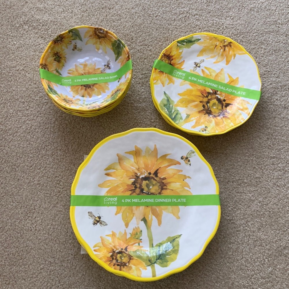 3 sets of Sunflowers Plates